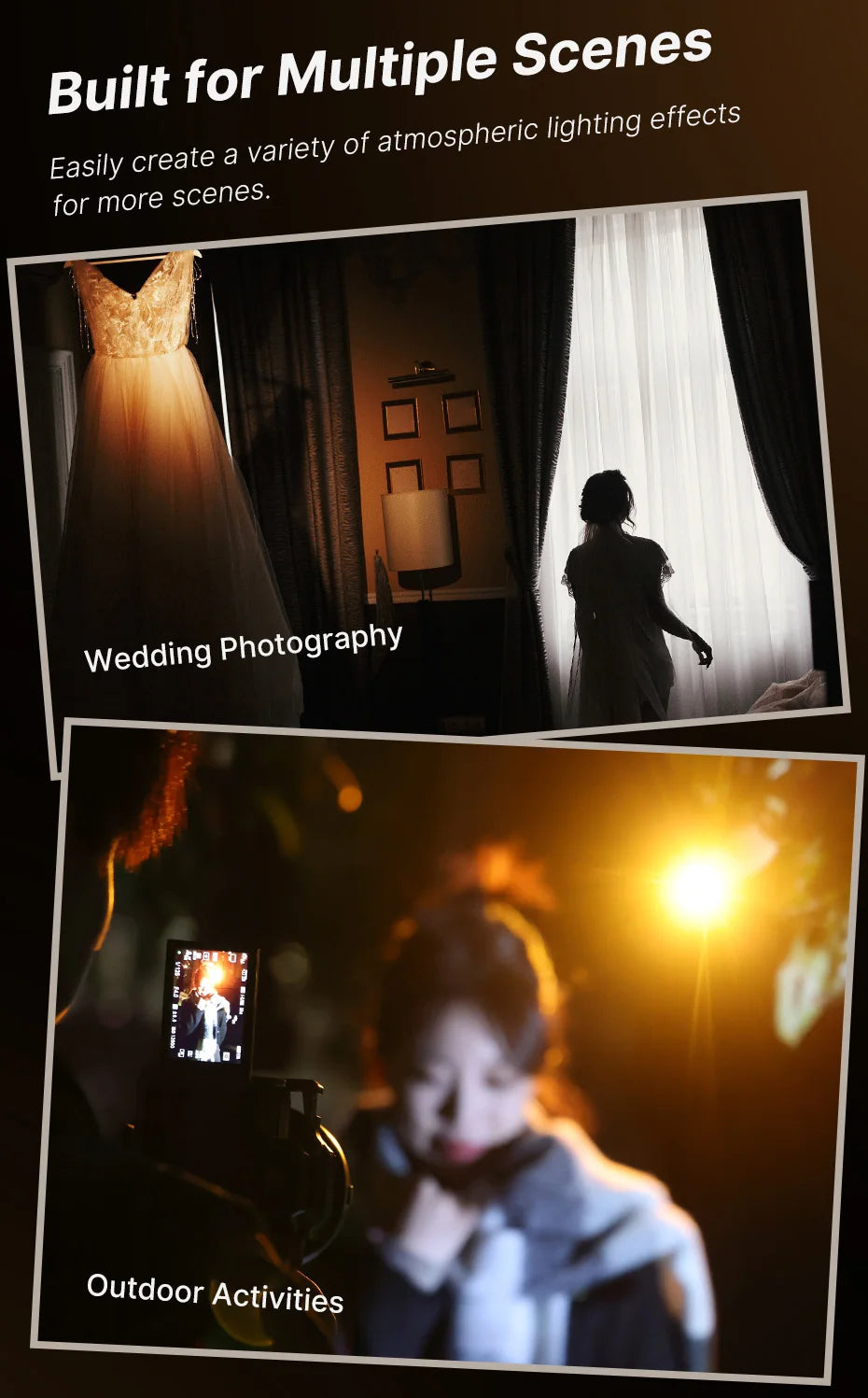 Ulanzi LM07 Videography Flashlight Zoomable Photography Fill Light Ambience Light with 1/4'' Thread for Camera Stand Cage