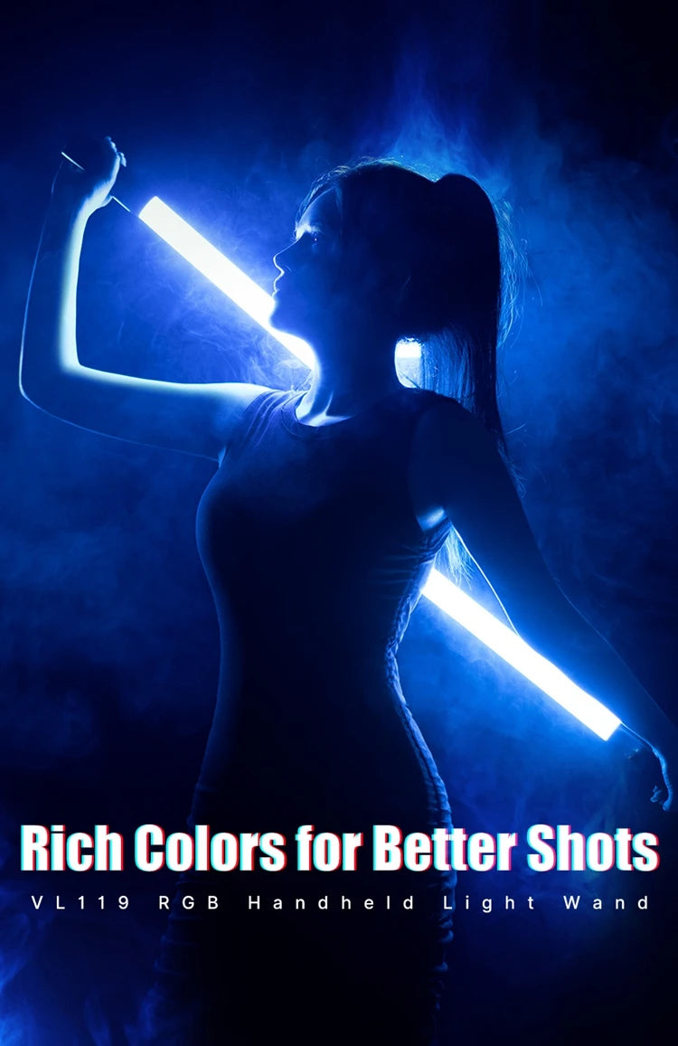 Ulanzi VL119 Colorful Led Stick Light Lamp Handheld RGB Tube Light Wand For Studio Game Room Video Movie Vlog Tiktok Photography