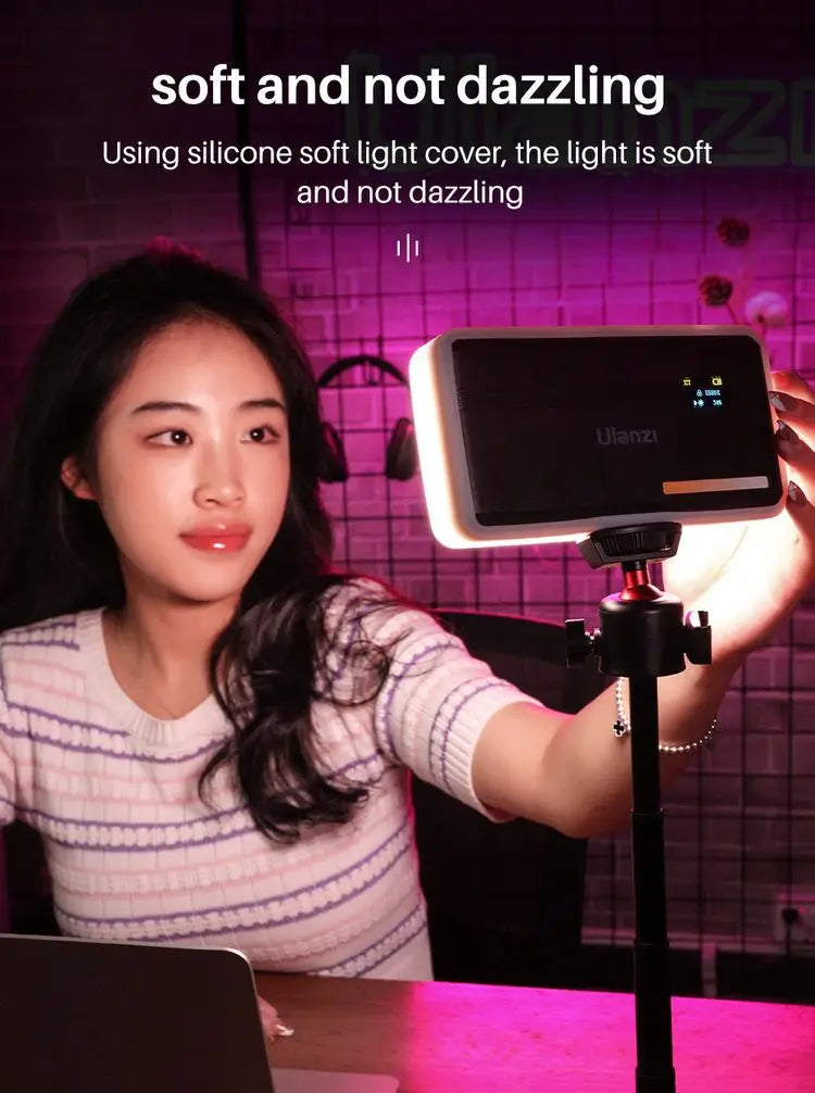Ulanzi VL200 2500k-9000k Led Camera Light With Tripod Phone Holder 360° Ball Head Dimmable Led Video Light With Soft Diffuser