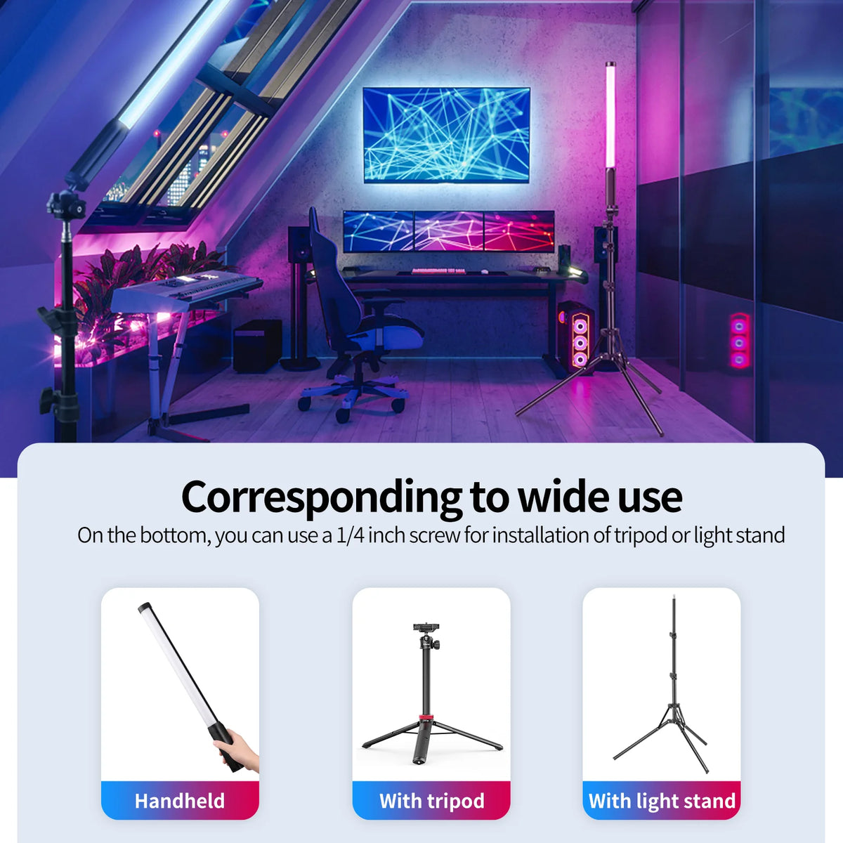 Ulanzi VL119 Colorful Led Stick Light Lamp Handheld RGB Tube Light Wand For Studio Game Room Video Movie Vlog Tiktok Photography