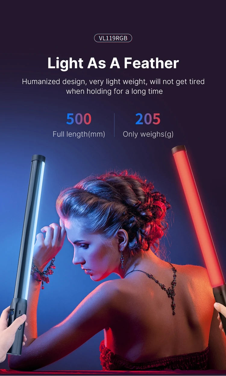 Ulanzi VL119 Colorful Led Stick Light Lamp Handheld RGB Tube Light Wand For Studio Game Room Video Movie Vlog Tiktok Photography