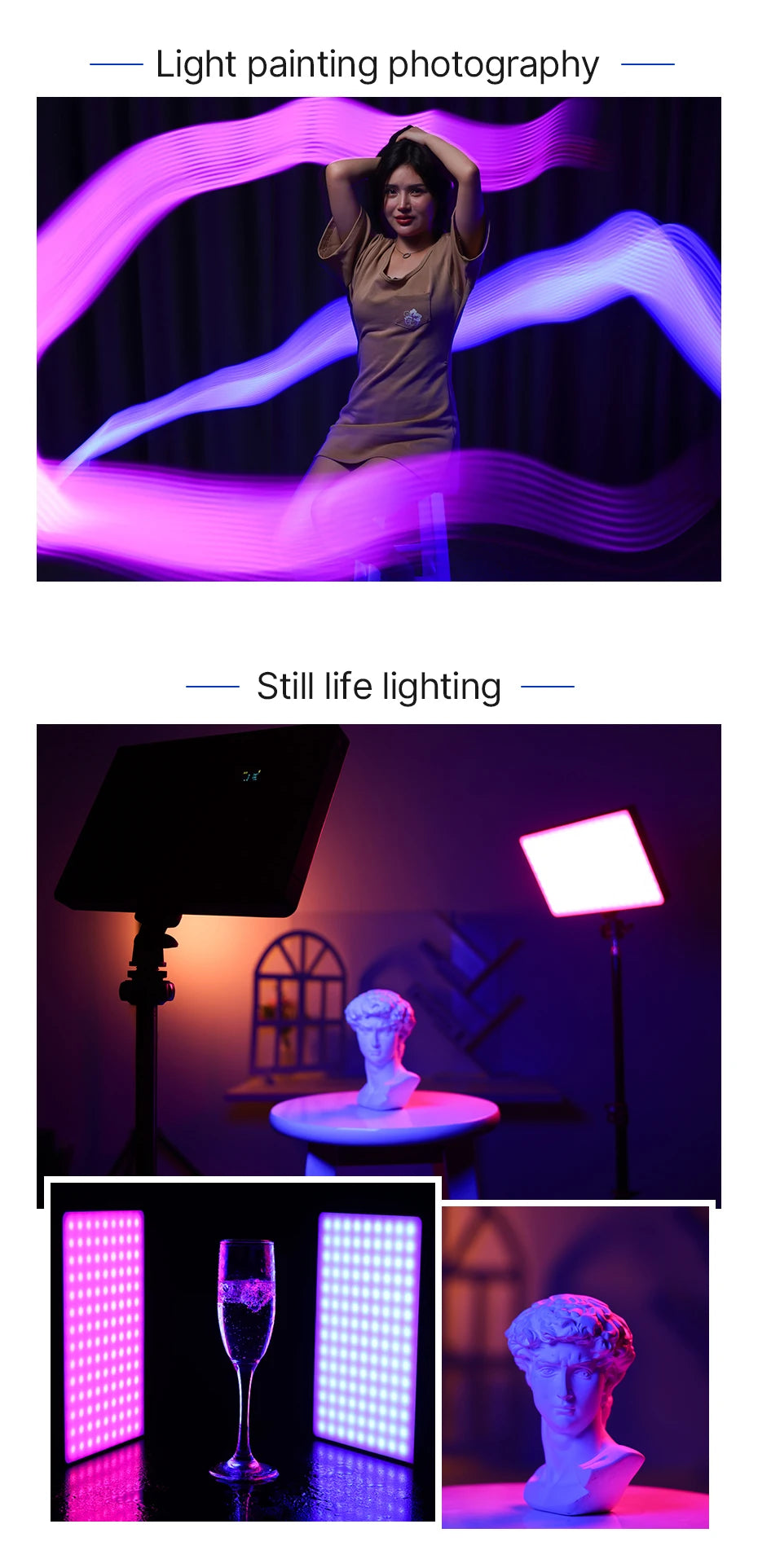Ulanzi LT003 RGB Video Light Full Color Panel Light 8000mAh Dimmable 2500-9000K CRI 95+ Photo Studio Lamp 266 Beads Livestream